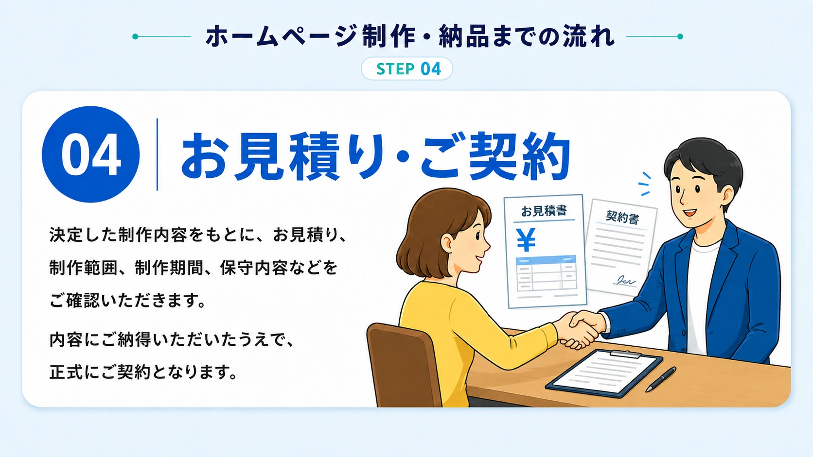 STEP 04：お見積り・ご契約のイラスト